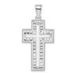 De-Ani Sterling Silver Rhodium-Plated Rope Edge Latin Cross Pendant