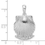 De-Ani Sterling Silver Rhodium-Plated Polished Jamaica Scallop Shell Pendant - Image 3