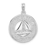De-Ani Sterling Silver Rhodium-Plated Jamaica Round Circle with Sailboat Pendant