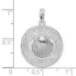 De-Ani Sterling Silver Rhodium-Plated Jamaica Round Circle with Shell Pendant - Image 3