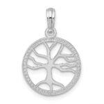 De-Ani Sterling Silver Rhodium-plated Polished Cut-Out Tree of Life Pendant - Image 4