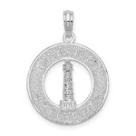 De-Ani Sterling Silver Rhodium-Plated Mystic Connecticut Circle with Lighthouse Pendant