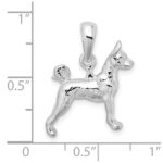 De-Ani Sterling Silver Rhodium-Plated Textured 3D Basenji Dog Pendant - Image 3