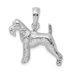 De-Ani Sterling Silver Rhodium-Plated Textured 3D Airedale Terrier Pendant - Image 4