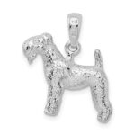 De-Ani Sterling Silver Rhodium-Plated Textured 3D Kerry Blue Terrier Pendant - Image 4