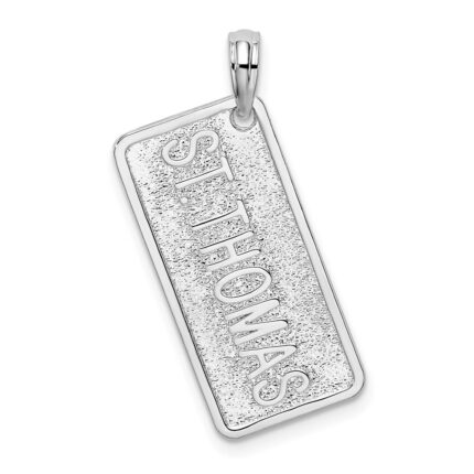 De-Ani Sterling Silver Rhodium-Plated St. Thomas License Plate Pendant