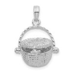 De-Ani Sterling Silver Rhodium-Plated Moveable 3D Nantucket Basket Pendant - Image 3