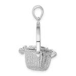 De-Ani Sterling Silver Rhodium-Plated Moveable 3D Nantucket Basket Pendant - Image 2