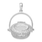 De-Ani Sterling Silver Rhodium-Plated Moveable 3D Nantucket Basket Pendant - Image 7