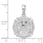 De-Ani Sterling Silver Rhodium-Plated Polished Reversible Fireman Medal Pendant - Image 3