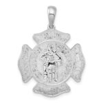 De-Ani Sterling Silver Rhodium-Plated St. Florian Fire Department Medal Pendant