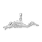 De-Ani Sterling Silver Rhodium-Plated Polished 3D Female Scuba Diver Pendant - Image 4