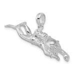 De-Ani Sterling Silver Rhodium-Plated Polished 3D Female Scuba Diver Pendant - Image 5