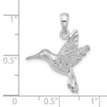 De-Ani Sterling Silver Rhodium-Plated Polished Hummingbird Pendant - Image 3