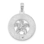 De-Ani Sterling Silver Rhodium-Plated Fort Myers Beach Florida Circle with Starfish Pendant - Image 4