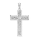 De-Ani Sterling Silver Rhodium-Plated Textured Latin Crucifix Pendant - Image 4