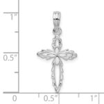 De-Ani Sterling Silver Rhodium-Plated Scalloped Edge Cut-Out Cross Pendant - Image 3