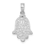 De-Ani Sterling Silver Rhodium-Plated Polished Cut-Out Hamsa Pendant - Image 4