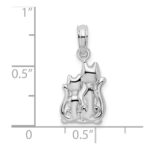 De-Ani Sterling Silver Rhodium-Plated Polished Big and Little Cats Pendant - Image 3