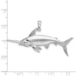 De-Ani Sterling Silver Rhodium-Plated Polished and Satin Swordfish Pendant - Image 3
