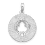 De-Ani Sterling Silver Rhodium-Plated Polished Sanibel Circle with Dolphins Pendant - Image 4
