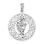 De-Ani Sterling Silver Rhodium-Plated Polished Sanibel Circle with Shell Pendant - Image 4