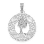 De-Ani Sterling Silver Rhodium-Plated Charleston Circle with Palm Tree Pendant - Image 4
