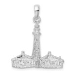 De-Ani Sterling Silver Rhodium-Plated Sanibel Island Lighthouse Pendant