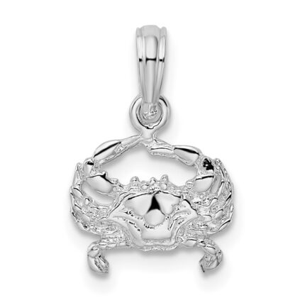 De-Ani Sterling Silver Rhodium-Plated Polished Blue Crab Pendant