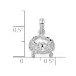 De-Ani Sterling Silver Rhodium-Plated Polished Blue Crab Pendant - Image 3