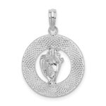 De-Ani Sterling Silver Rhodium-Plated Ocean City Maryland Circle with Shell Pendant - Image 4