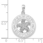 De-Ani Sterling Silver Rhodium-Plated Ocean City Maryland Circle with Starfish Pendant - Image 3