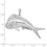 De-Ani Sterling Silver Rhodium-Plated Polished Mahi-Mahi Fish Pendant - Image 3