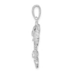 De-Ani Sterling Silver Rhodium-Plated Polished Jumping Bass Fish Pendant - Image 2