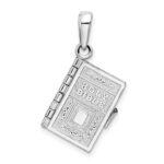 De-Ani Sterling Silver Rhodium-Plated Moveable 3D Lord's Prayer Bible Pendant