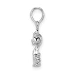 De-Ani Sterling Silver Rhodium-Plated Polished 3D Mini Sitting Cat Pendant - Image 2