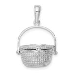 De-Ani Sterling Silver Rhodium-Plated Polished 3D Nantucket Basket Pendant