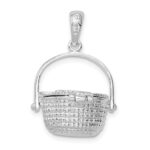 De-Ani Sterling Silver Rhodium-Plated Polished 3D Nantucket Basket Pendant - Image 4
