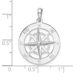 De-Ani Sterling Silver Rhodium-Plated Polished Nautical Compass Pendant - Image 3