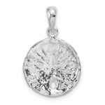 De-Ani Sterling Silver Rhodium-Plated Polished and Textured Sand Dollar Pendant - Image 4