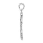 De-Ani Sterling Silver Rhodium-Plated Polished Basketball in Net Pendant - Image 2