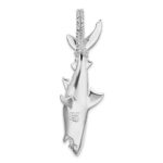 De-Ani Sterling Silver Rhodium-plated Polished 3D Shark Hanging from Rope Pendant - Image 4