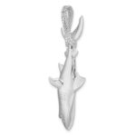 De-Ani Sterling Silver Rhodium-plated Polished 3D Shark Hanging from Rope Pendant - Image 3