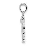 De-Ani Sterling Silver Rhodium-Plated Textured Sitting Cat Pendant - Image 2