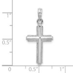 De-Ani Sterling Silver Rhodium-Plated Polished Striped Border Latin Cross Pendant - Image 3