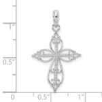 De-Ani Sterling Silver Rhodium-plated Polished Fancy Filigree with Beaded Center Cross Pendant - Image 3