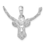 De-Ani Sterling Silver Rhodium-Plated Polished 8-point Buck Deer Head Pendant