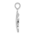 De-Ani Sterling Silver Rhodium-plated Moveable Polished Crescent Moon with Star Pendant - Image 2