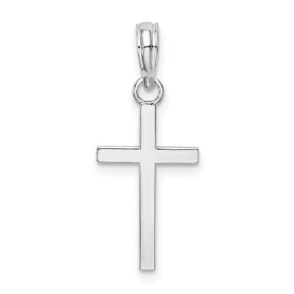 De-Ani Sterling Silver Rhodium-Plated Polished Flat Latin Cross Pendant