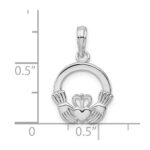 De-Ani Sterling Silver Rhodium-Plated Polished Claddagh Circle Pendant - Image 3